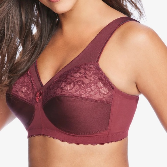 GLAMORISE magic lift support plus size full figure 46H maroon wireless bra NWOT - Picture 3 of 7